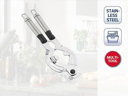 Leifheit Extra Wide Stainless Steel Lid and Jar Opener | Anti-Slip Grip with Oval Handles for Arthritis | Heavy-Duty Steel Teeth for Easy Jar Opening | Dishwasher Safe | 11 x 5.75 x 0.25 in