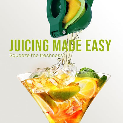 Zulay Kitchen Metal 2-in-1 Lemon Squeezer - Sturdy Max Extraction Hand Juicer Lemon Squeezer Gets Every Last Drop - Easy to Clean Manual Citrus Juicer - Easy-Use Lemon Juicer Squeezer - Green/Lime