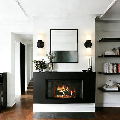 Wall Sconces Set of 2 for Bathroom, Modern Indoor Vanity Light Fixtures 13", Up Down Lighting, Wall Mount Lamp for Living Room Bedroom Hallway Stairway Fireplace Mirror E26 Base 2PC White&Black