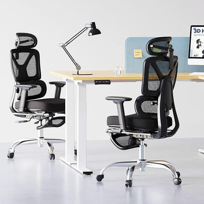 FLEXISPOT ErgoX Premium Ergonomic Office Chair with Footrest- Adjustable 3D Armrests, Dynamic Lumbar Support, Recline & Tilt Function, Mesh Seat, for Home & Office Use,Black Foam