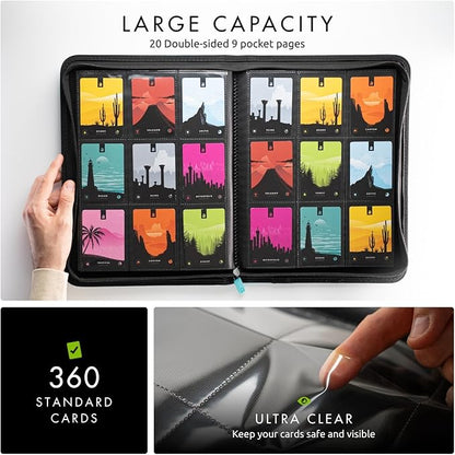 Vault X 9 Pocket Zip Binder, 360 Cards, Exo-Tec Material, 20 Side-Loading Pages (Teal)