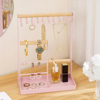 ProCase Cute Jewelry Stand, Aesthetic Jewelry Organizer for Dresser Vanity, Jewelry Holder Display for Necklaces Earrings, Gifts for Teen Girls Women, Bedroom Dorm Decor -Medium, Pink