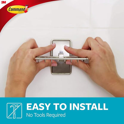 Command Soap Dish for Shower,Damage Free Hanging Bathroom Soap Dish,No Tools Bar-Soap Holder,1 Satin Nickel-Soap-Dish and 2 Water-Resistant Command Strips,(Pack of 8)