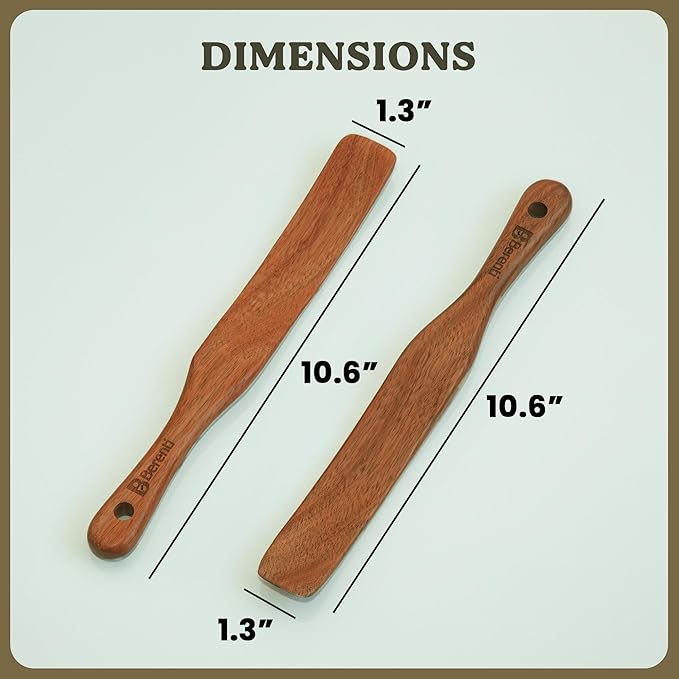 2 PCS Spurtle Wooden Spatula for Sourdough Starter – Long Skinny Wooden Spurtle Stir Stick for Mixing, Stirring & Reaching Jars – Sourdough Spurtle Tool for Baking & Cooking