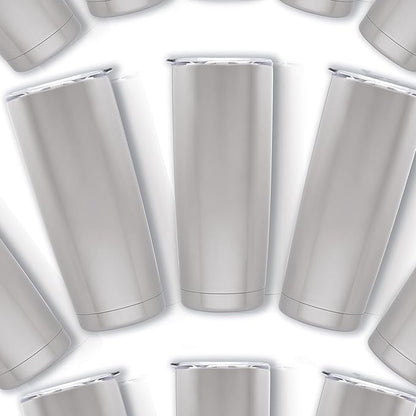 DISCOUNT PROMOS Pipette Stainless Steel Coffee Tumblers 20 oz. Set of 6, Bulk Pack - Double Wall, Perfect for Coffee, Hot Cocoa, Other Hot & Cold Beverages - Silver