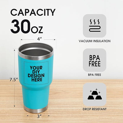 Personalized Coffee Tumbler Print in USA 30oz Stainless Steel Double Wall Insulated Coffee Cup With Text Photo Logo
