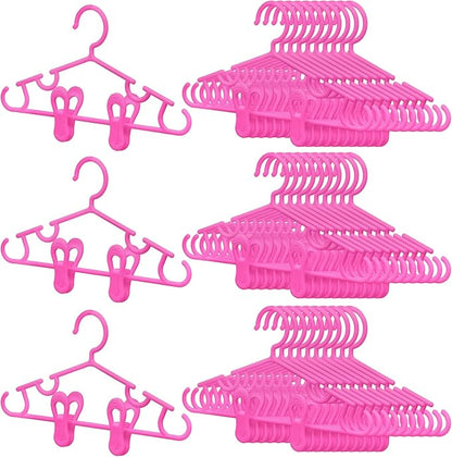 Hsei 5/10/40 Pack Baby Hangers with 10/20/80 Clips, Plastic Kids Pants Hangers for Nursery Closet Top and Bottom Clothes Hanger Set for Newborn Infant Toddler(120 Packs Total,Pink,10.6 Inch)