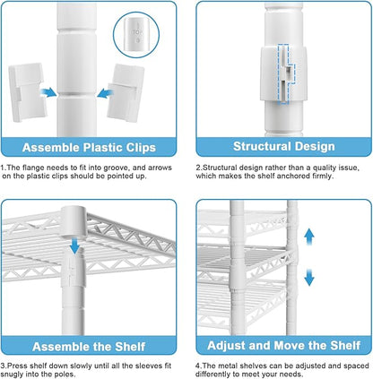Ulif F7 Garment Rack, Heavy Duty Clothes Rack, Clothing Racks for Hanging Clothes, 6-Tiers Freestanding Portable Closet Storage Rack 58'' W × 14.6'' D × 76.6'' H, Max Load 800 Lbs, White