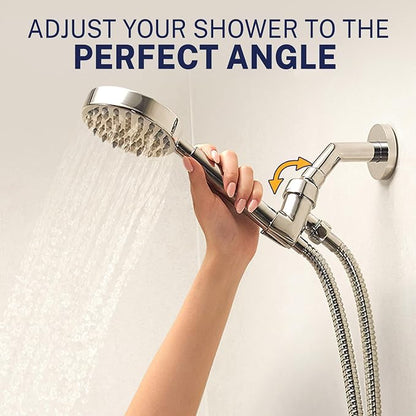 HammerHead Showers® Solid Metal Handheld Shower Head with Hose and Brass Holder - MATTE BLACK - 2.5 GPM High Pressure Shower Heads with Adjustable Shower Wand Bracket - 6ft Flexible Extension