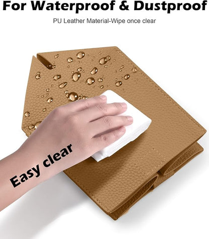Tclouda Tissue Box Cover for PU Leather, Modern Simple Solid Color Holder Square Tissue Bag, Ideal for Bathrooms,Office,Car,Nightstand,Outdoor Tent,Dining Table,5"X5"X5", Single Bronze