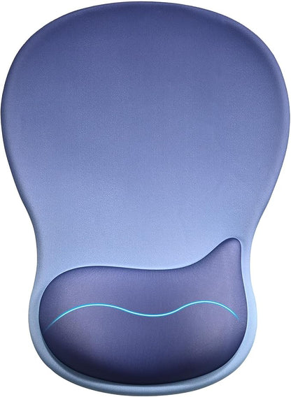 EooCoo Ergonomic Mouse Pad with Gel Wrist Rest Support Middle Concave Design, Relieve Wrist Pain Mousepad, Non-Slip Base for Laptop, Computer, Office Desk Accessories, Carpal Tunnel Syndrome Navy Blue