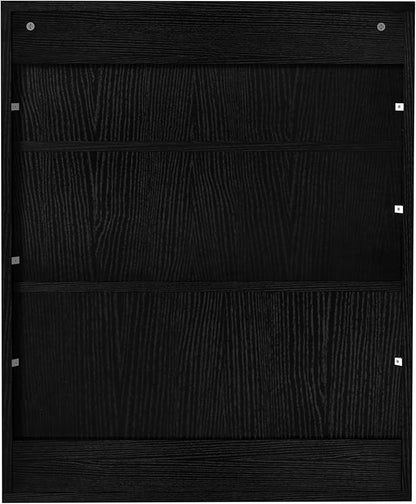 Fluted Bathroom Wall Cabinet Over The Toilet Storage,Wall Mounted Cabinet with Adjustable Shelf,Floating Cabinet Organizer Hanging Cabinet,Kitchen and Laundry Room Cabinets (Black, 1 PC)