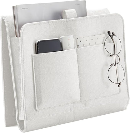 YOUDENOVA Bedside Caddy, Bedside Storage Caddy, Bedside Organizer for Dorm Room, Bunk Bed, Beige