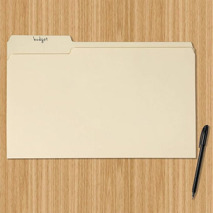 Amazon Basics Sturdy Manila File Folders, 1/3 Tabs in Assorted Positions for Filing and Easy Labeling, Legal Size, 8.5 x 14 inch, 200-Pack