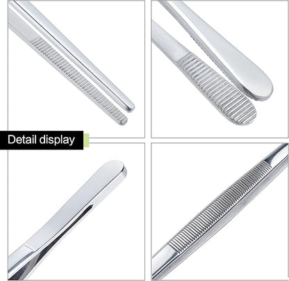 MSY BIGSUNNY Stainless Steel Food Tweezers Multi-function Cooking Tongs Kitchen Serving Tong (12" Round & 12" Pointed Tweezers)