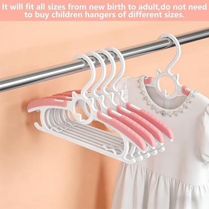 Baby Hangers for Nursery Closet,Infant Hanger 20 Pink Non-Slip and Extendable Plastic Children's Newborn Baby Hanger 11"-14" Adjustable Children Coat Hanger for Girl Boy Toddler Kids Child