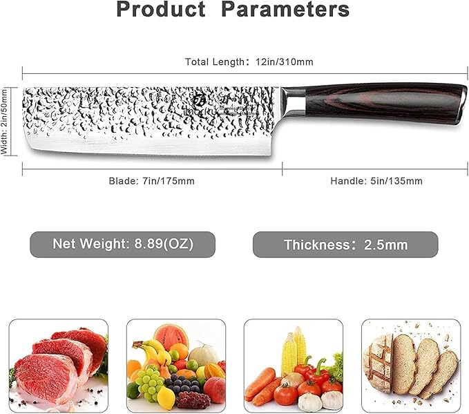 imarku Nakiri Knife, Razor Sharp 7 Inch Multipurpose Vegetable Japanese Chef Knife, High Carbon Stainless Steel Meat Cleaver, Gyutou Knife with Ergonomic Handle, Fathers Day Gift for Dad