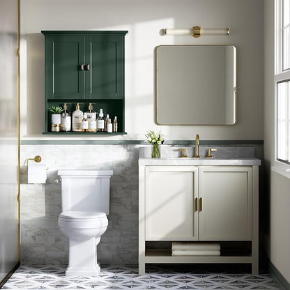 Bathroom Wall Cabinet, Wooden Medicine Cabinet Above Toilet Storage Cabinet with Doors and Adjustable Shelf Wall Mounted Storage Organizer Cabinet Over Toilet Cabinet (Forest Green)