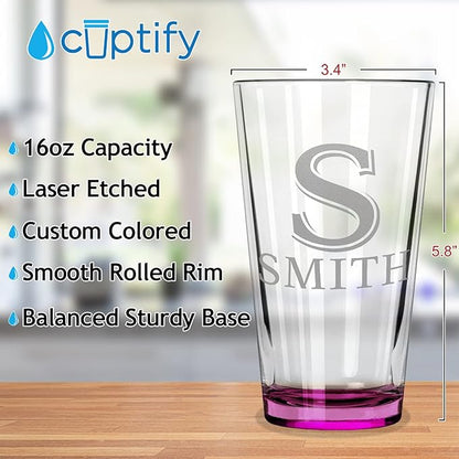 Personalized Beer Glasses Set of 24 Engraved Pink 16oz Pint Glasses, Custom Wedding Favors, Groomsmen Gifts, Birthday Parties & More