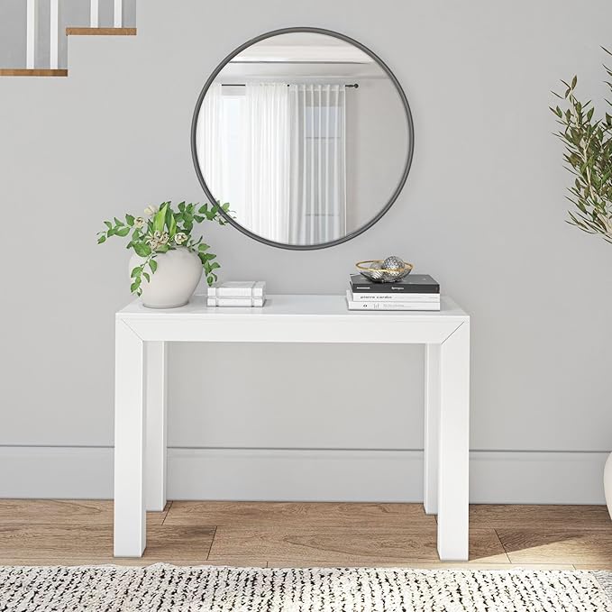 Plank+Beam Modern Solid Wood Console Table, 46 Inch, Sofa Table, Narrow Entryway Table for Hallway, Behind The Couch, Living Room, Foyer, Easy Assembly, White