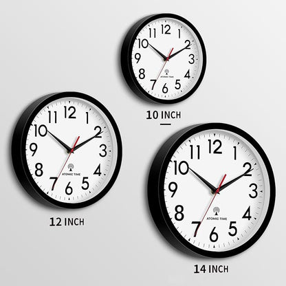 DAXSMY Atomic Wall Clock Analog 10 Inch Battery Operated Modern Decorative for Living Room Kitchen Office Bedroom Bathroom(Black)