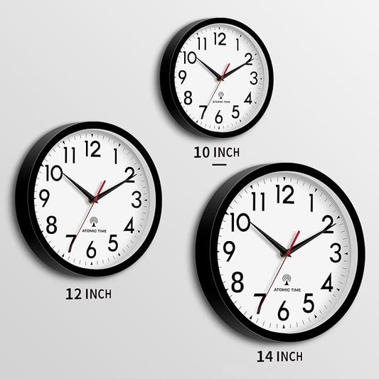 DAXSMY Atomic Wall Clock Analog 10 Inch Battery Operated Modern Decorative for Living Room Kitchen Office Bedroom Bathroom(Black)