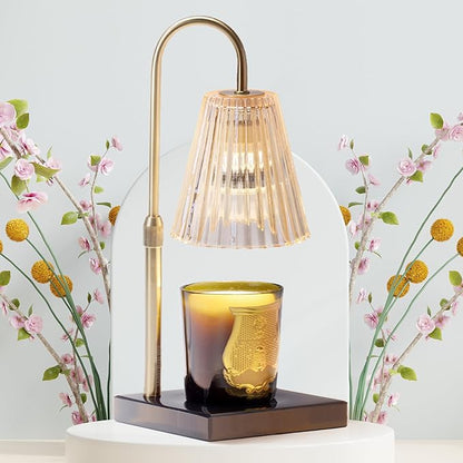 Candle Warmer Lamp with Dimmer & Timer- Wax Melt Warmer Fits All Candle Size - 2 Bulbs Included (Black Marble)