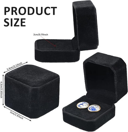 Junkin 24 Pieces Christmas Velvet Ring Box Earring Jewelry Display Box Ring Case for Xmas Wedding Engagement Birthday Proposal and Anniversary 2.13 x 1.97 x 1.65 Inch(Black)
