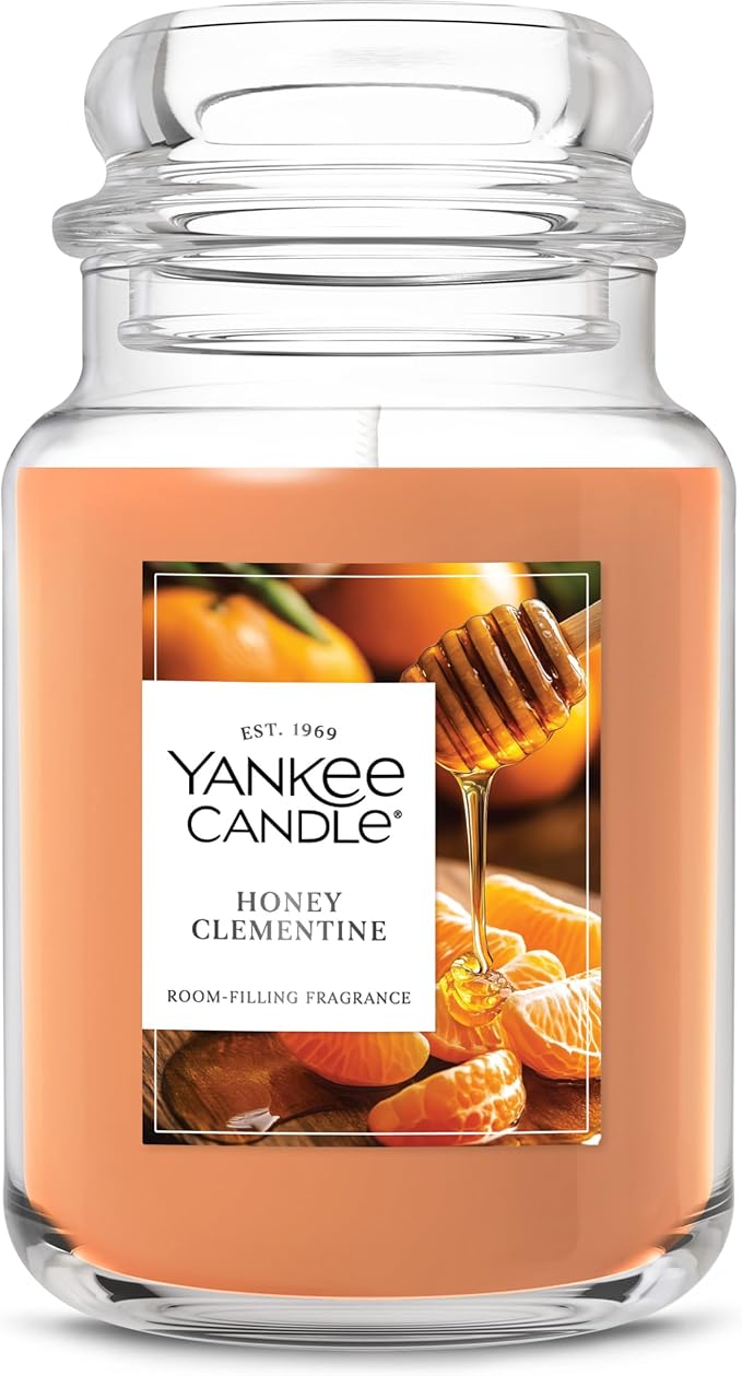 Yankee Candle Honey Clementine, Scented Candle, 22oz Large Jar with up to 150 Hour Burn Time, Giftable