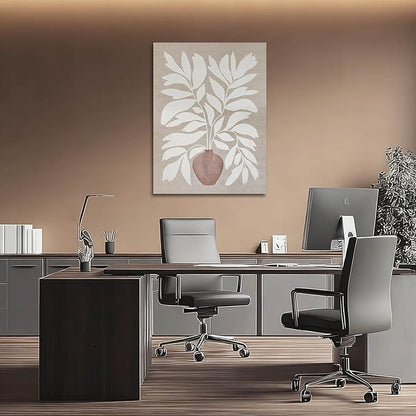 ZENPEE Boho Botanical Wall Art, Neutral Beige Canvas Prints, Framed, Ready to Hang, Modern Farmhouse Decor for Living Room Bedroom 24x32 inch