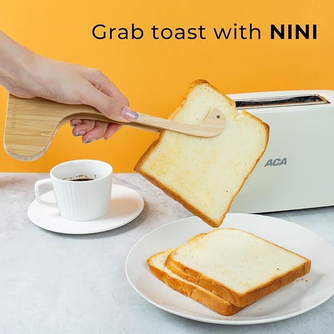 SETRON Bamboo Nessie Toast Tongs – 10” Toaster Tongs for Bread & Bagels, Heat-Resistant Bamboo Kitchen Tongs with Anti-Slip Grip, Cute Loch Ness Monster Design for Cooking & Serving