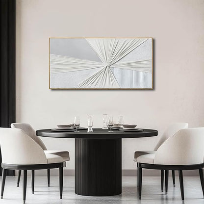 Modern Abstract Wall Art White And Beige Wall Decoration for Dining Room Bedroom Office 20×40 Inch Textured Artwork Decor