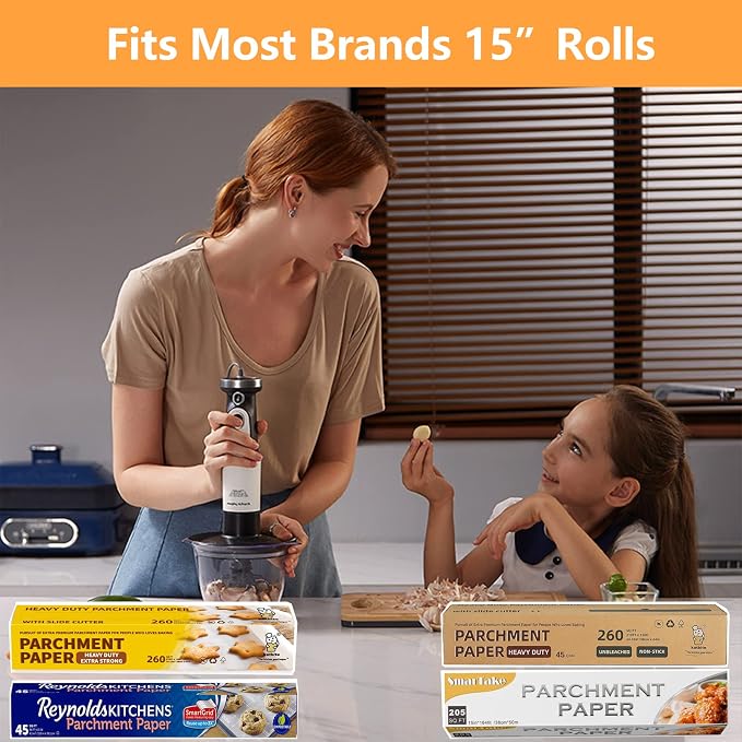 Plastic Wrap Cutter Slide Cutter - 4 Sticks 15" Self-Adhesive Cling Film Slide Cutter for Parchment Paper Plastic Wrap Aluminum Foil Wax Paper - Slide Cutter Replacement Fit Most Brands Roll