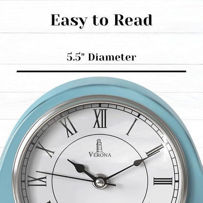 Mantel Clock Battery Operated - Wooden, Rustic Teal Mantle Clock for Living Room Decor Above Fireplace Mantel, Office, Shelf & Home Décor Gift 15x7.5 - Silent Wood Mantel Clock for Living Room Table