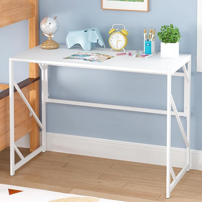 Elephance Folding Desk Writing Computer Desk for Home Office, No-Assembly Study Office Desk Foldable Table for Small Spaces