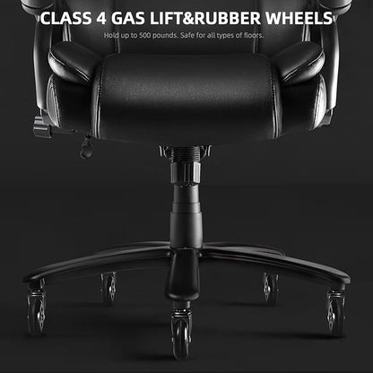 VITESSE 500lbs Heavy Duty Office Chair for Low Back Pain Relief, Big and Tall Office Chair with Ergonomic Lumbar Support, High Back Executive Chair with Quiet Rubber Wheel