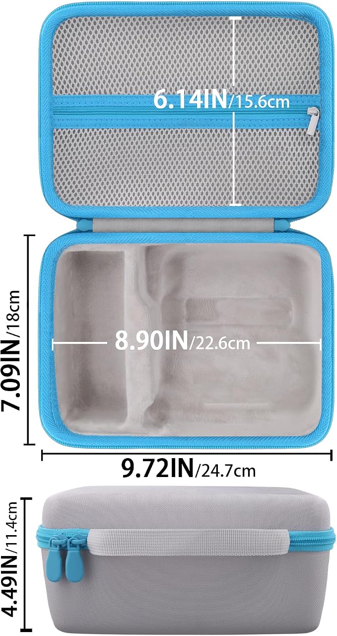 Label Printer Case Compatible with Brother P-Touch PT-N20/PT-N25BT/PT-N25BTV3 Personal Desktop Label Maker(Gray Case,Blue Zipper)