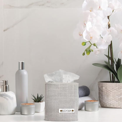 Stylish Tissue Box Cover - This Gray Linen Holder Instantly Covers Your Square Tissue Boxes - The Perfect Cube Cover for Your Bathroom and Home