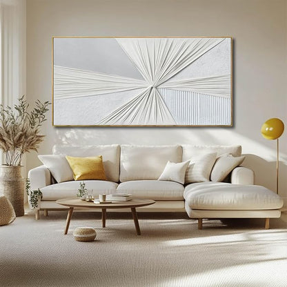 LEVERUP Large Abstract Wall Art White Wall Decorations for Living Room Office Hotel Modern Artwork Home Decor 29x58 Inches Ready to Hang