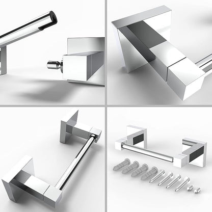 Ruacq Toilet Paper Holder Chrome Double Post Pivoting Square Tissue Holders Roll Holder Hangers Toilet Paper Stand Stainless Steel and Zinc Alloy Modern Wall Mounted