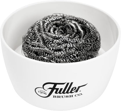 Fuller Brush Handy Holder with Drain Rack – Small Sink Caddy for Organizing Cleaning Sponges & Tools – Removable Drain Tray, Dishwasher Safe – White
