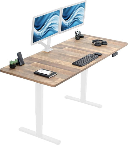 VIVO Electric 71 x 30 in Dual Motor Sit Stand Desk, Memory Height Adjustment, 2B Series, Reclaimed Wood Top White Frame, DESK-KIT-2W7P