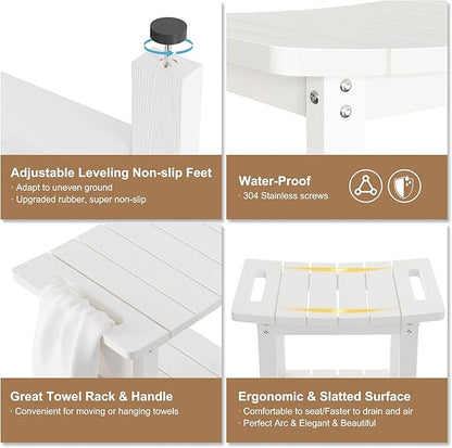 HIPS Shower Benches for Inside Shower, Shower Stool with Space-Efficient Storage Shelf, Waterproof Shower Chair Seat for Spa Bathroom(White)
