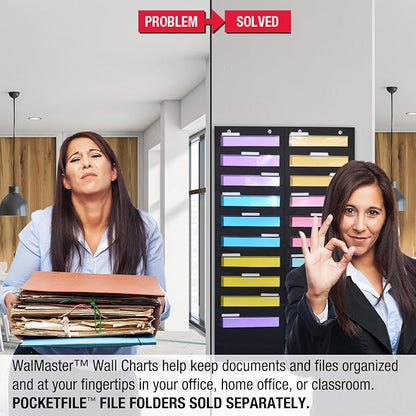 Ultimate Office WalMaster Heavy Duty, 20-Pocket Wall Chart Filing System for Classroom and Office, Wall File Organizer with Mounting Hardware and Spring-Loaded Door Hooks POCKETFILES SOLD SEPARATELY