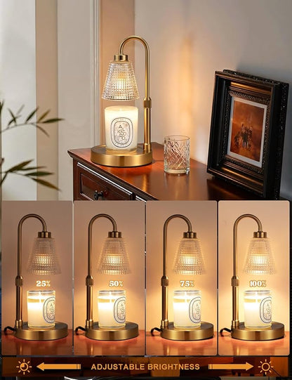 Innqoo Big Gold Candle Warmer Lamp with Timer, Dimmable Candle Warmer for Home Decor, Height Adjustable Candle Lamp for Jar Candles, Birthday Gifts for Women Mom, House Warming Gifts New Home