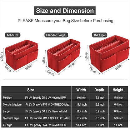 OMYSTYLE Purse Organizer Insert, Felt Tote Bag Organizer Insert with 5 Sizes, Handbag Dividers for Inside Purse, Compatible with Longchamp, Neverful, Speedy and More