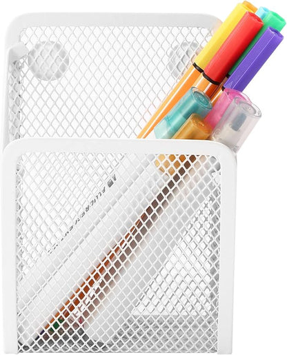 Magnetic Pencil Holder,Mesh Stainless Steel Pen Basket, Metal Writing Utensil Storage Organizer for Whiteboard,Blackboard,Kitchen, Locker, Home, or Office