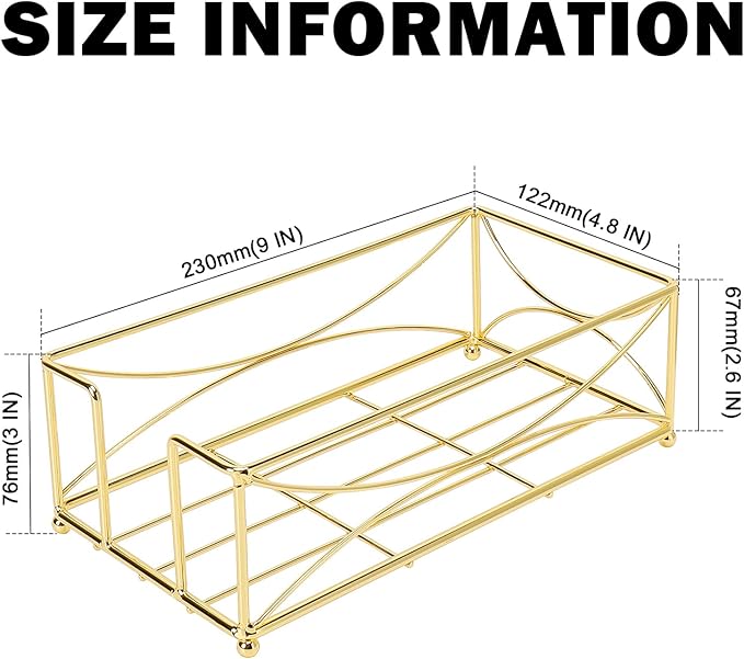 Livabber Guest Napkin Holder, Metal Bathroom Paper Hand Towel Storage Modern Napkin Tray Caddy for Countertop, Table Kitchen, Dinning Room (Gold, Metal Base)