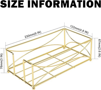 Livabber Guest Napkin Holder, Metal Bathroom Paper Hand Towel Storage Modern Napkin Tray Caddy for Countertop, Table Kitchen, Dinning Room (Gold, Metal Base)