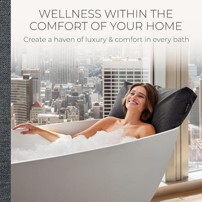 BADESOFA® Luxury Bath Pillow Set 2-Piece – Large Back Pillow & Foot Pillow for Tub – Spa-Grade Comfort for Head, Neck, Back & Feet – Quick Drying Bathtub Cushion Set in Charcoal